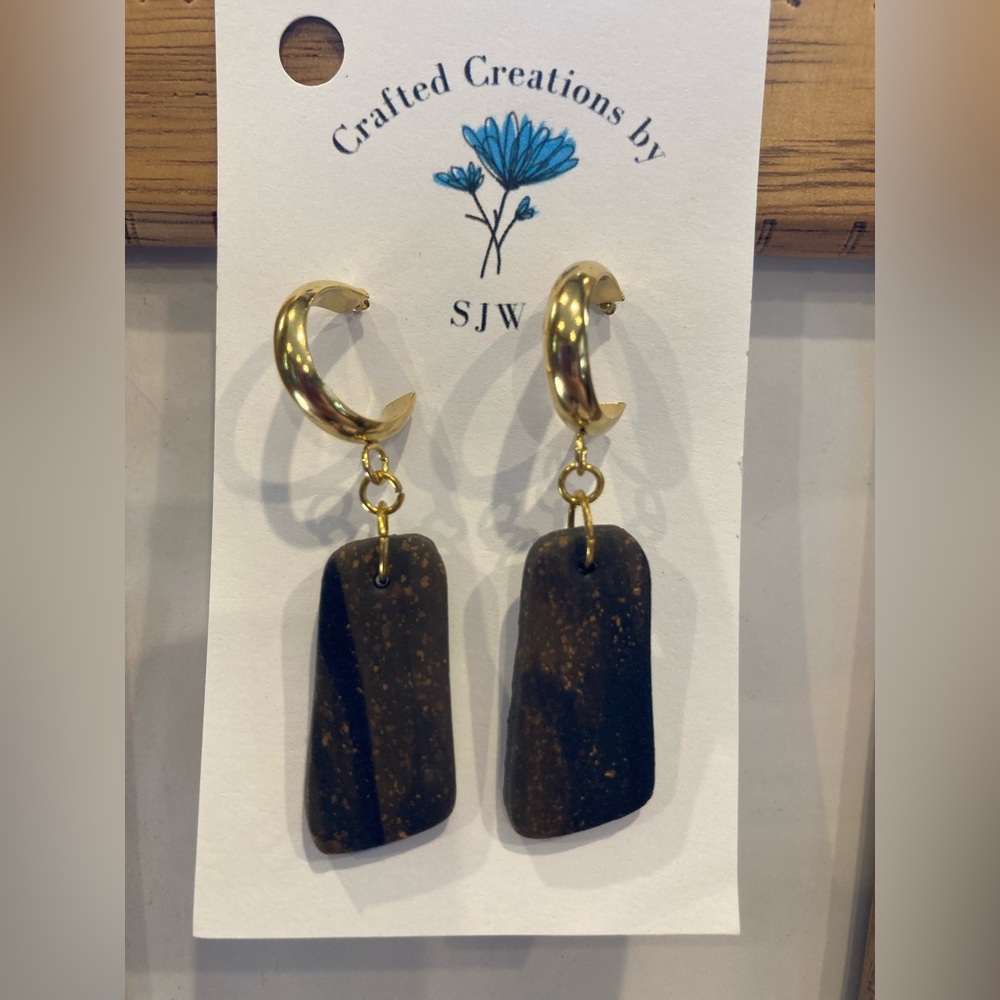 Gold and Brown Dangle Earrings